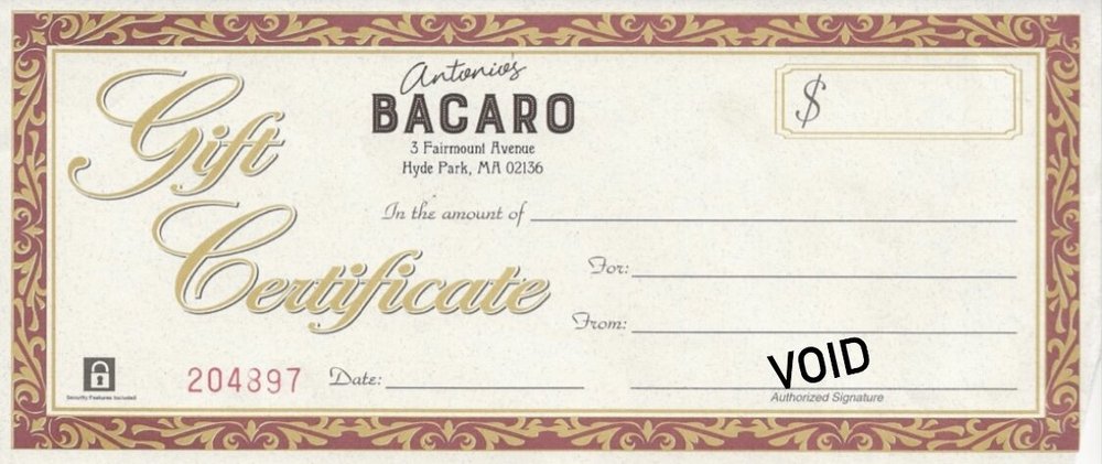 Gift Cards — Antonio's Bacari