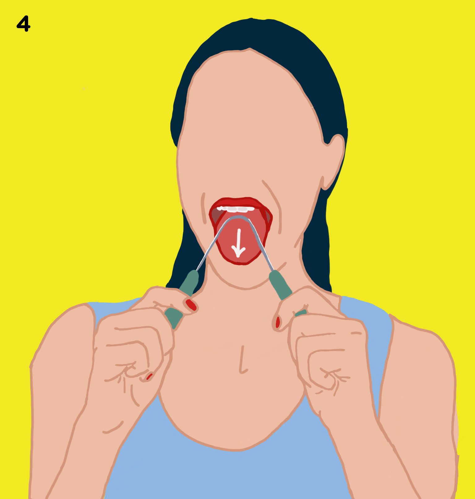 4. SCRAPE YOUR TONGUE AGAIN & BRUSH YOUR TEETH After oil pulling, and before brushing our teeth, we like to scrape our tongue a couple of more times just to make sure all toxins have been removed.