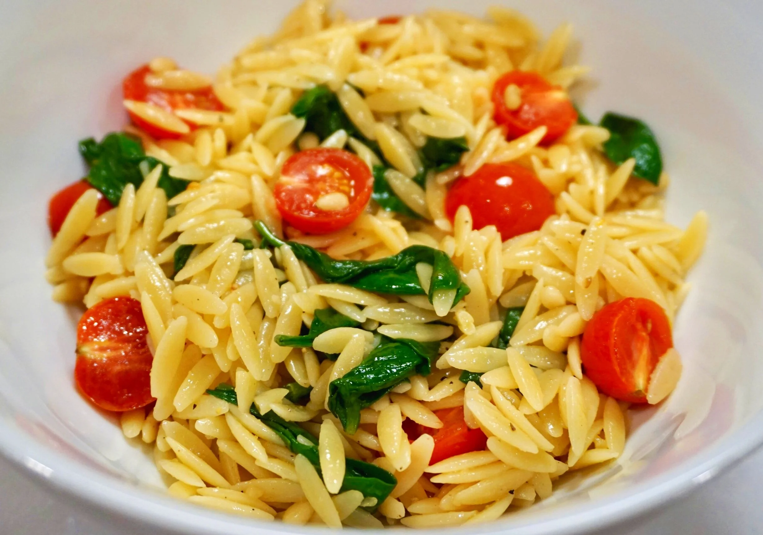 Lemony Orzo with Spinach and Tomatoes — Caroline of Fire