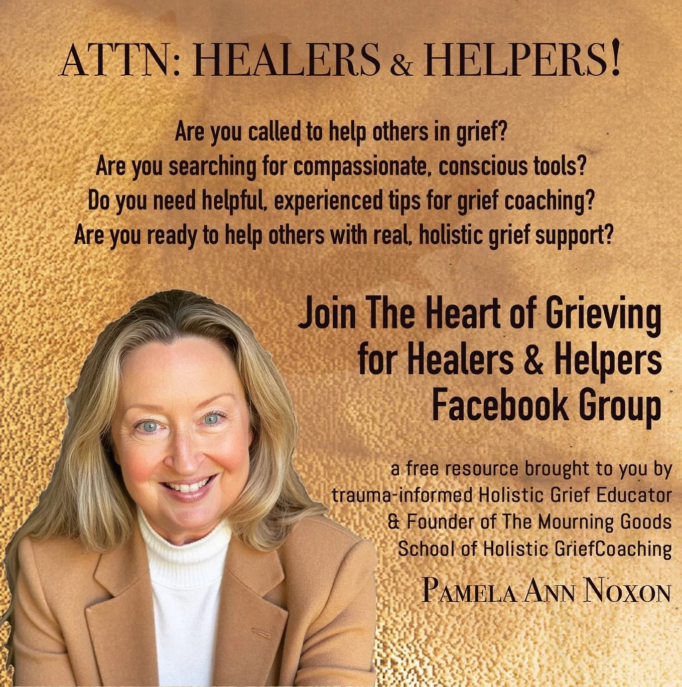 Are you ready to help others with real, compassionate, holistic grief support? 

Grief Changes People. Holistic Grief Coaching Changes What They Do With That Change. ❤️❤️❤️

Led personally by Holistic Grief Educator, Grief Coach, Mentor, and Founder 