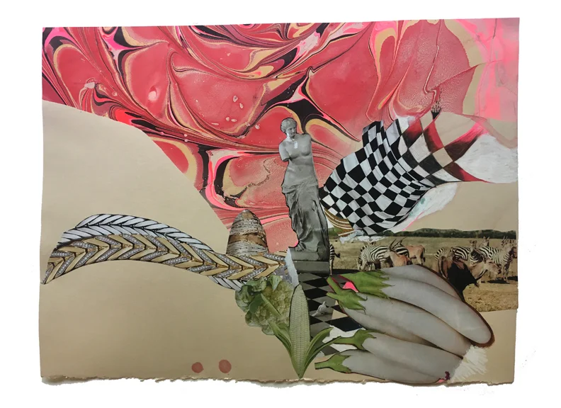 Venus, 2019 Collage, drawing and marbling 15 in W x 11 in H