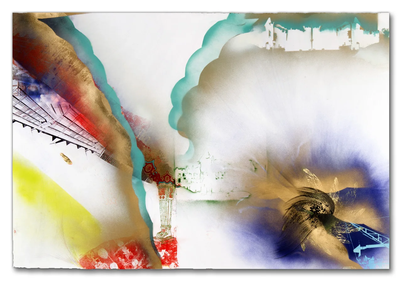 #1” across from the new “Upper Chester” condos, 2015 Screen print, paper lithography, acrylic, Sumi ink, spray paint and pencil on paper 60 in W x 41 in H