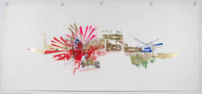 From the future: What’s on that stretch of Carnegie?, 2011, Mixed media on Rives BFK, 42" X 96"