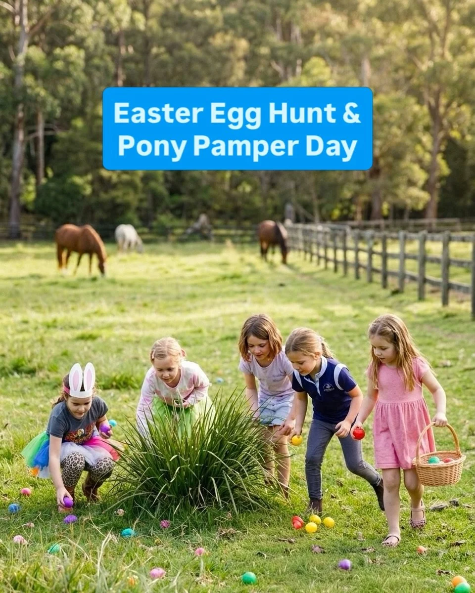 Join Us: Good Friday, April 3🐰🎀🐴

3 hours of paddock magic, 9am -12pm!! We&rsquo;re combining our two favourite things this Friday: Ponies &amp; Chocolate. 

What&rsquo;s on:
🎨 Get creative with painting hooves 
🎀 Pamper our gorgeous ponies
🏃&z