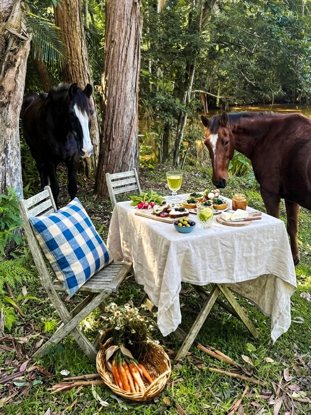 A table for two, set for Keats &amp; Ace 🐴 🌸🥕