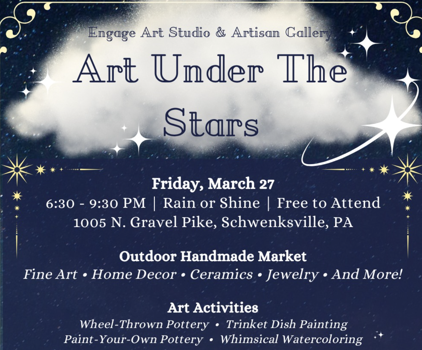 Art Under the Stars At Engage Art Studio!
