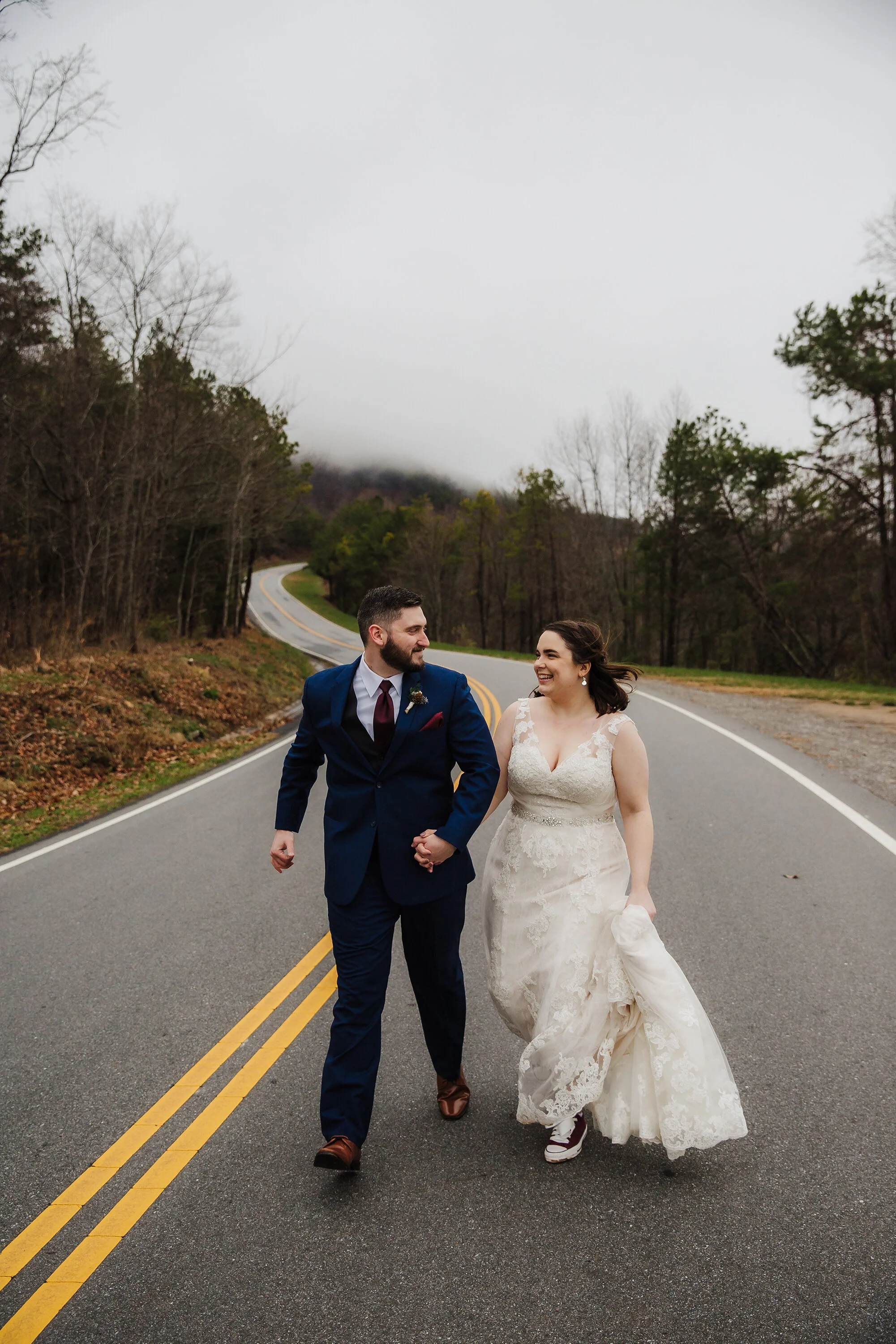 Foothills-parkway-walking-on-road-wedding-picture.jpg