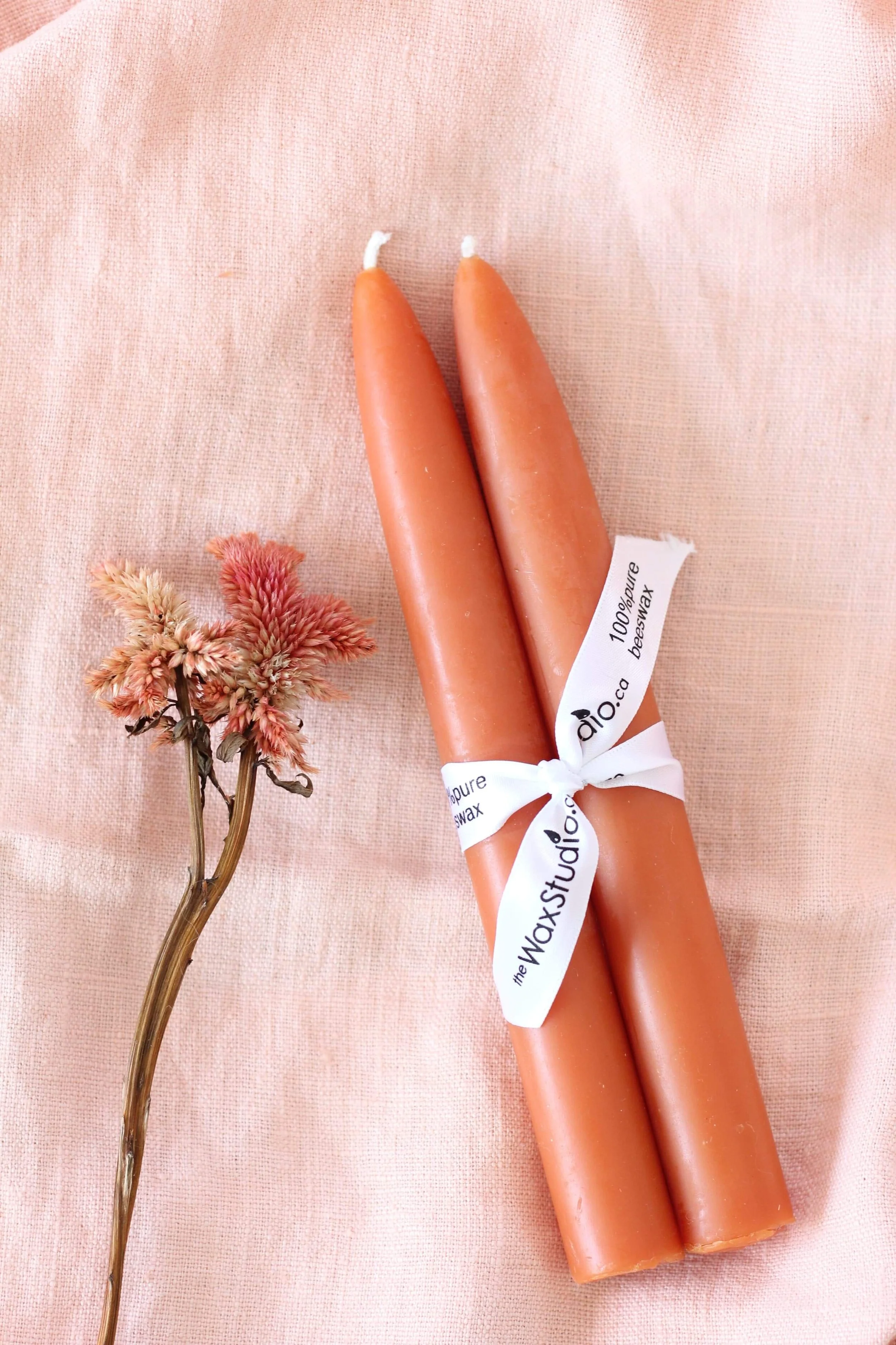 Bougies en cire d'abeille 8 pouces - rose