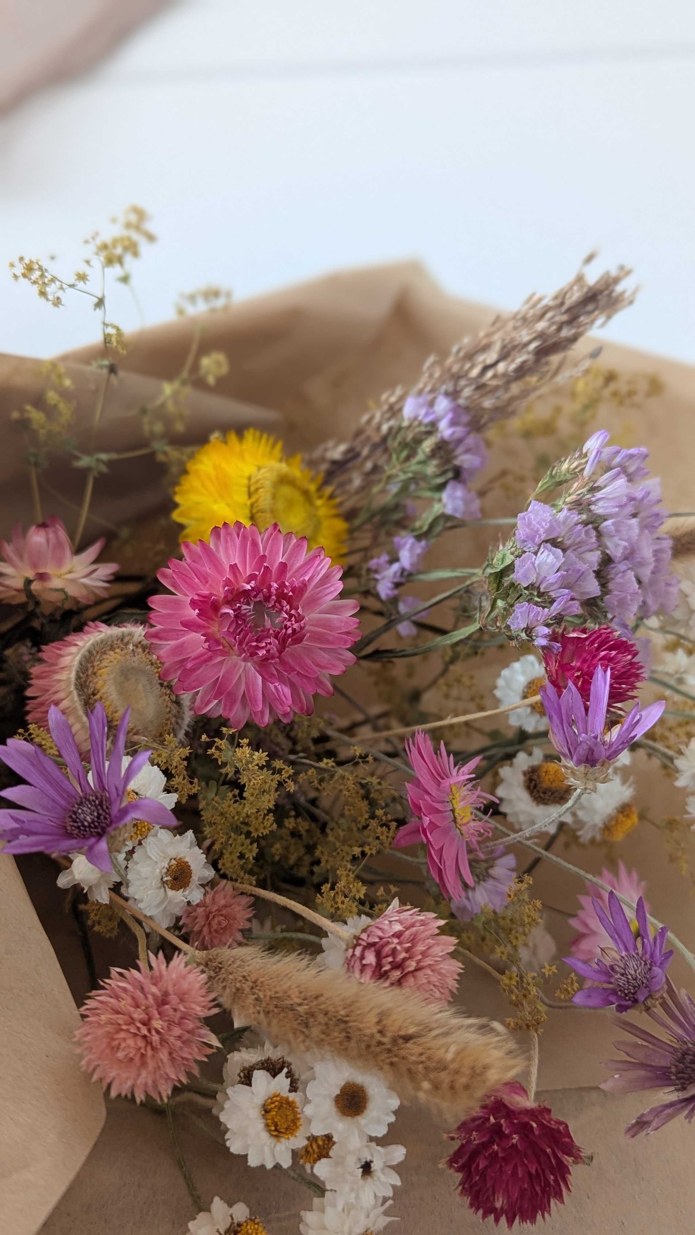 Bouquet de fleurs séchées - Confettis d'amour