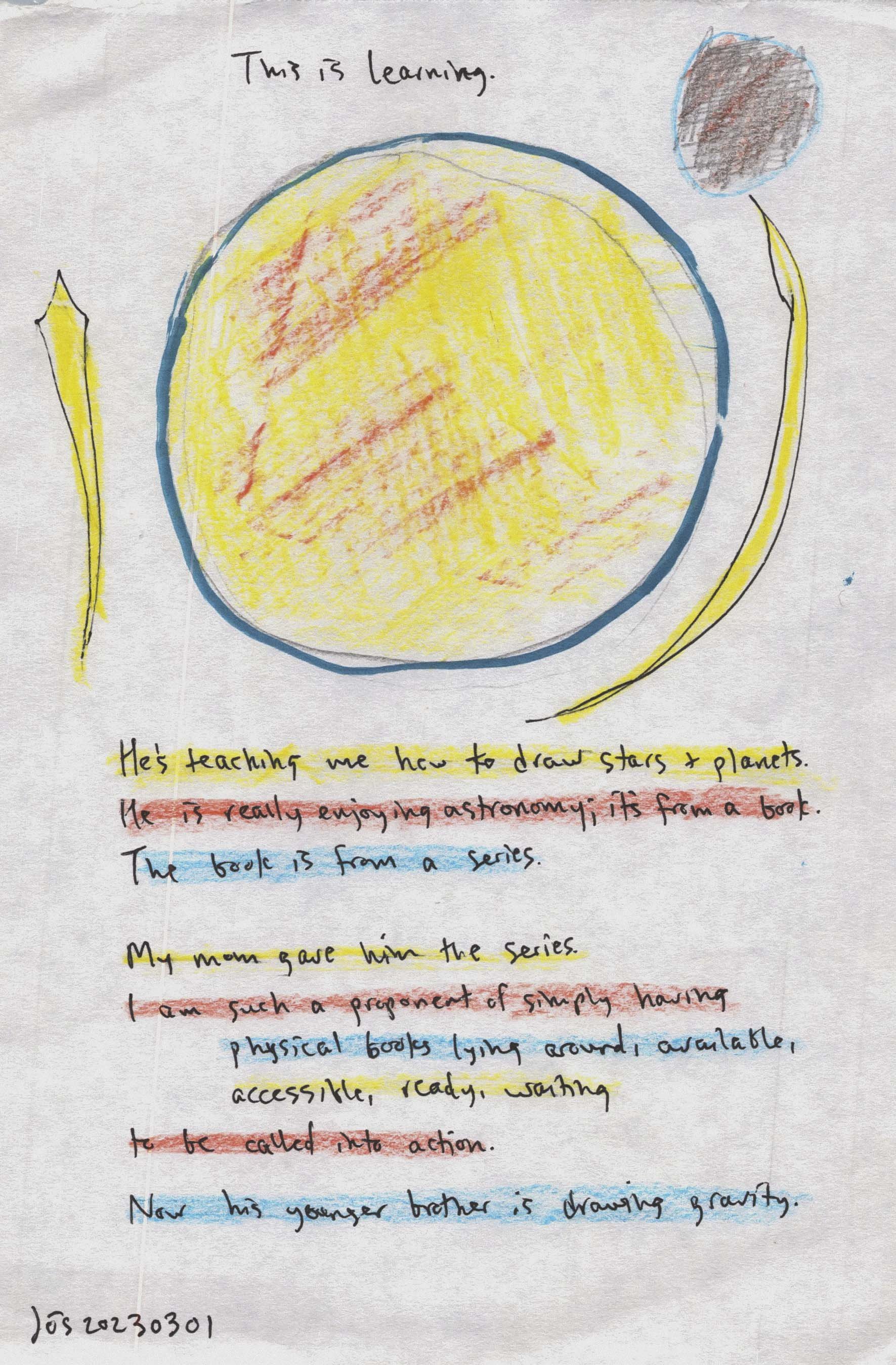 5-year old teaching dad how to draw stars and planets