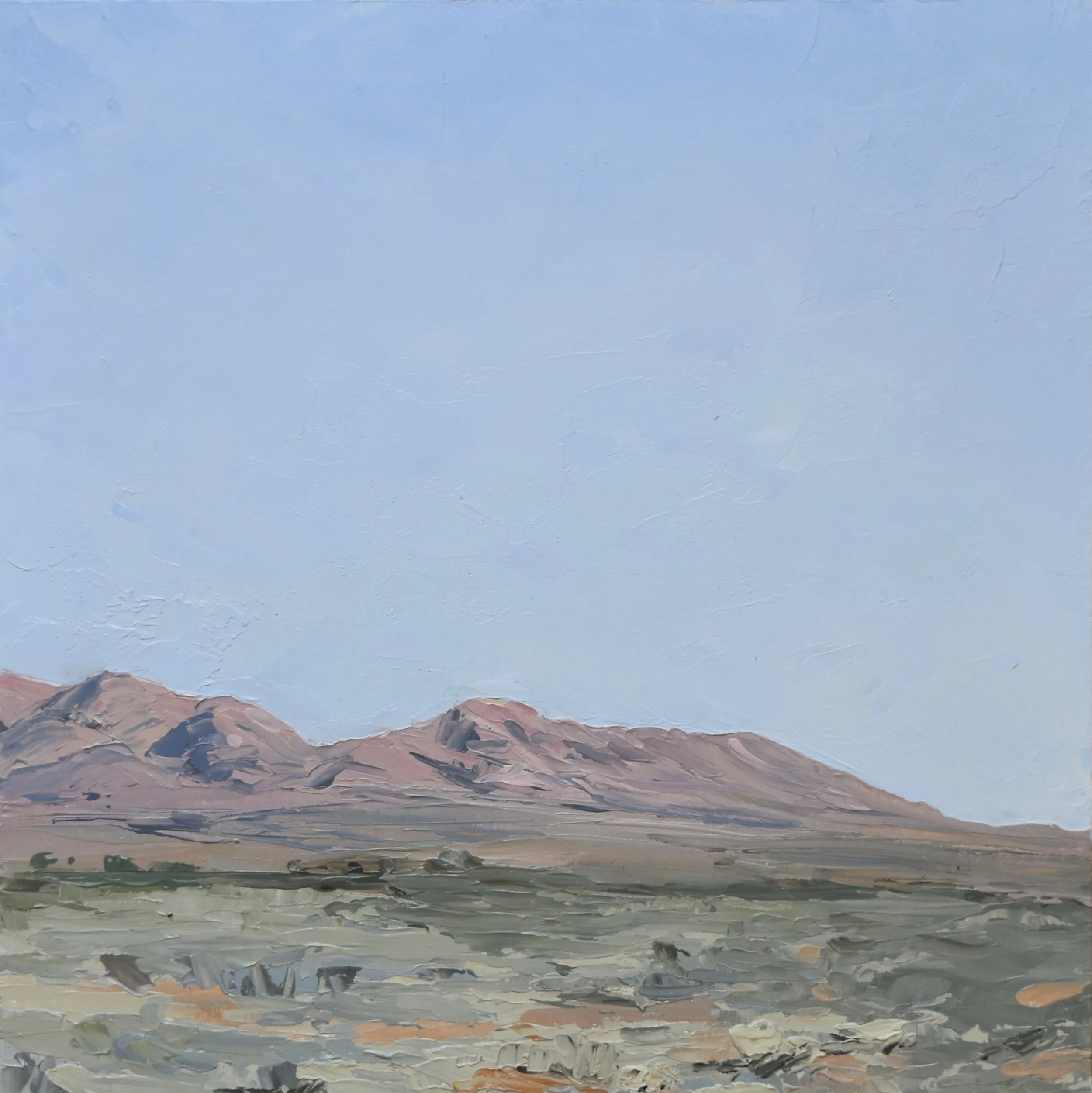  Termination Hill Range from Pug Hill Hut, oil on board 25 × 25cm  SOLD 