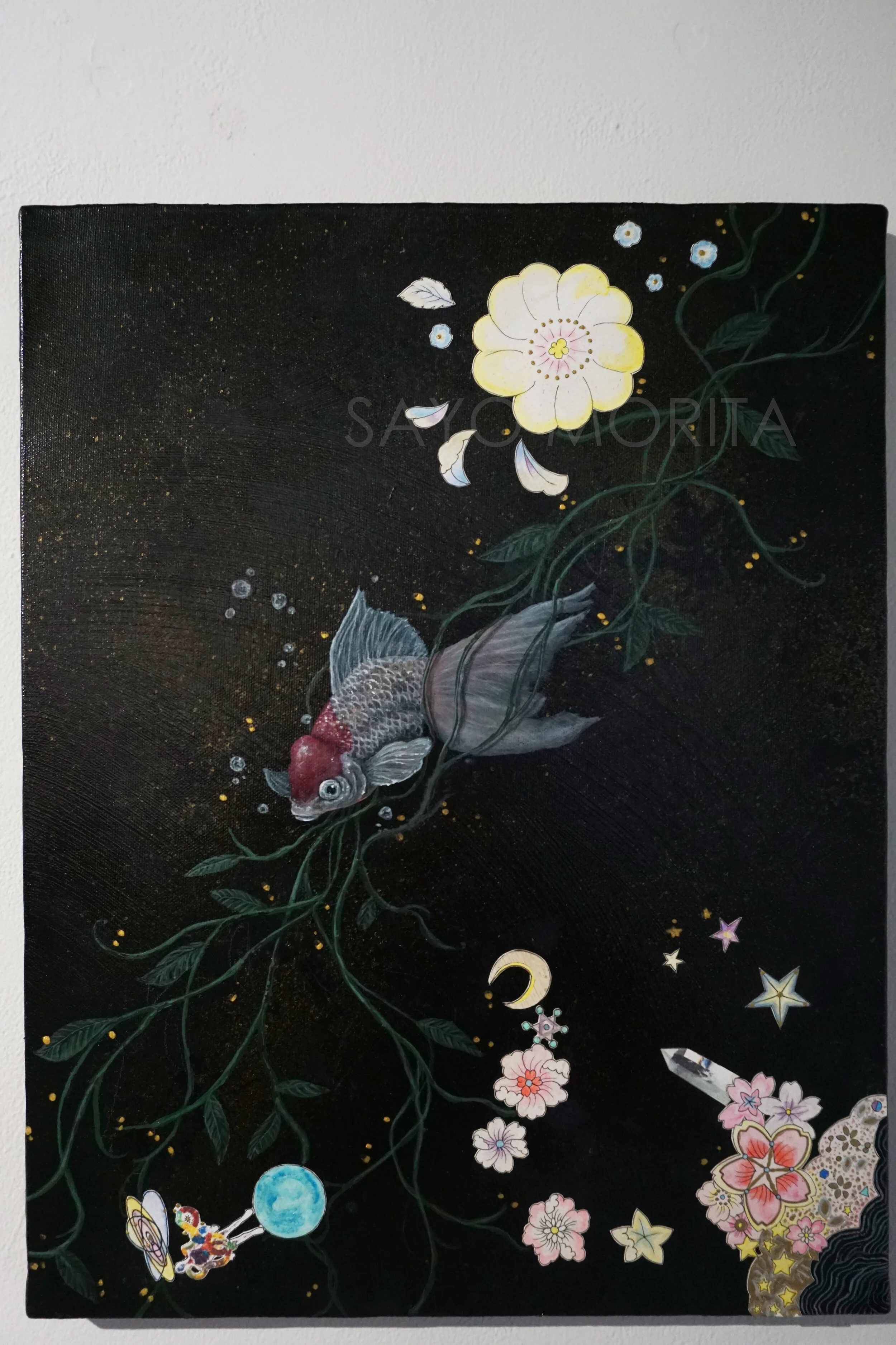 "flow" 2019 painting by Kazusa Matsuyama, illustration by me 