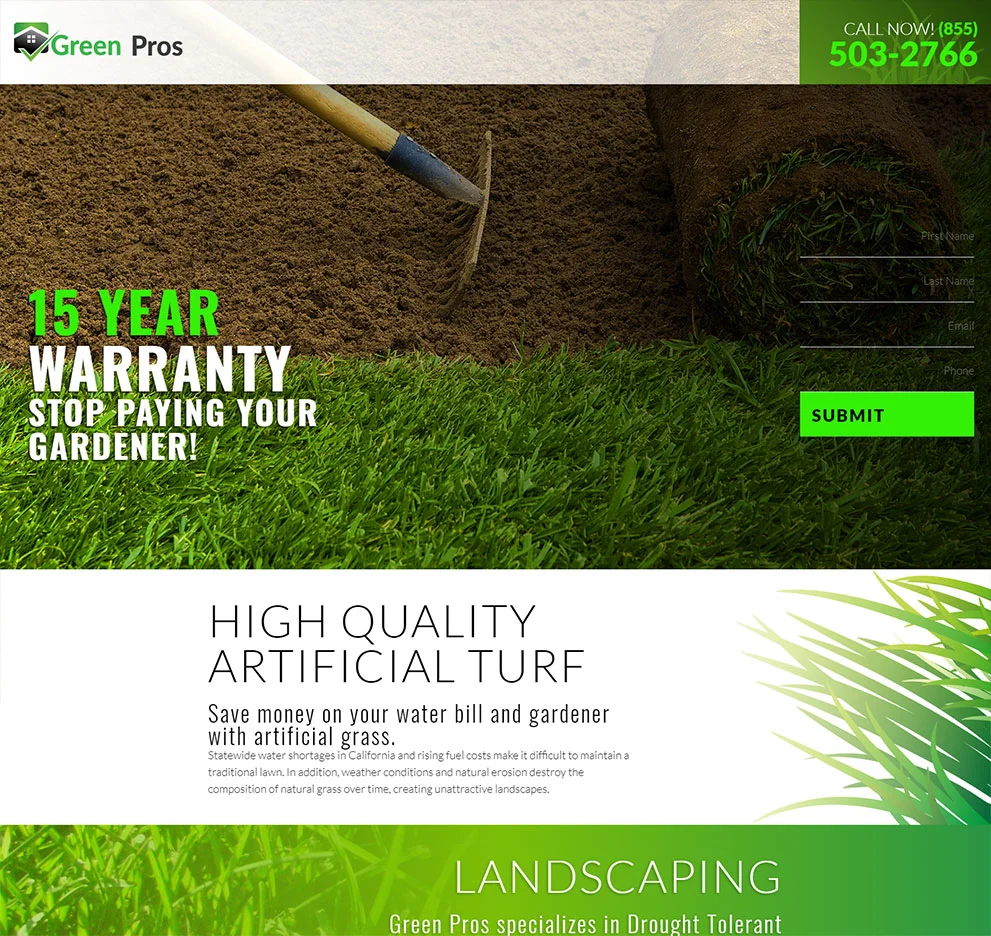 Green Pros Landing Page