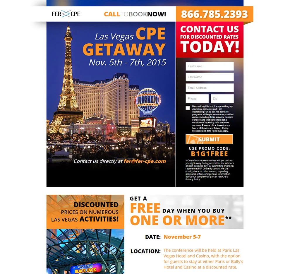 FER CPE Vegas Landing Page