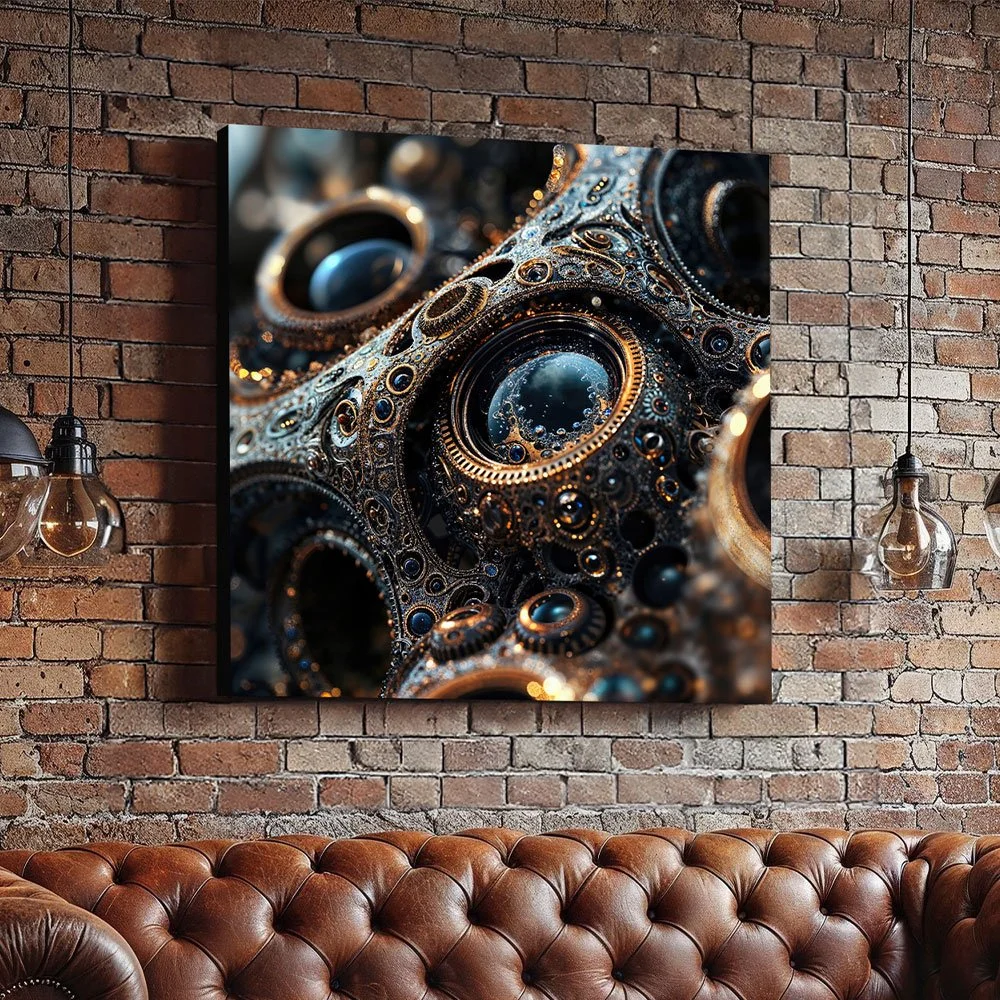 Steampunk Gears and Cogs Canvas - Detailed High-Res Digital Print