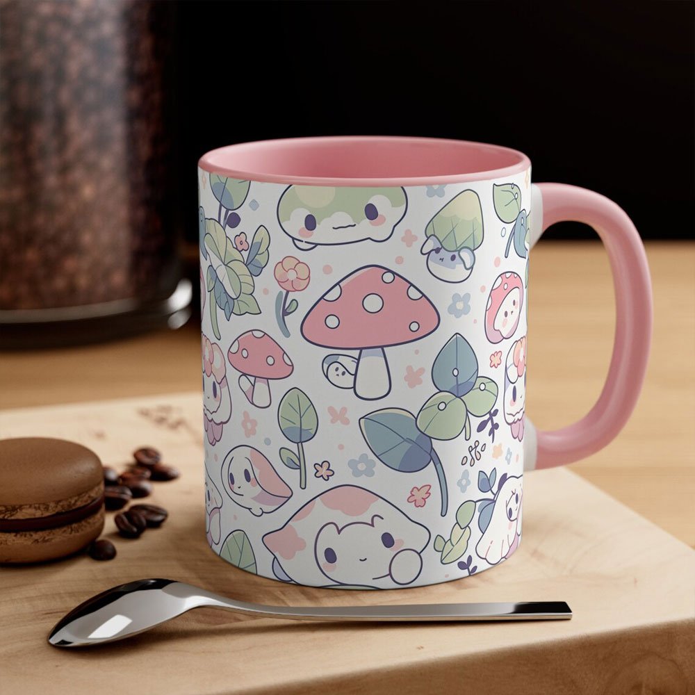 Cute Anime Mushroom Mug, Cottagecore Coffee, Chibi Ceramic, Kawaii Drinkwear, Fungi Tea Cup