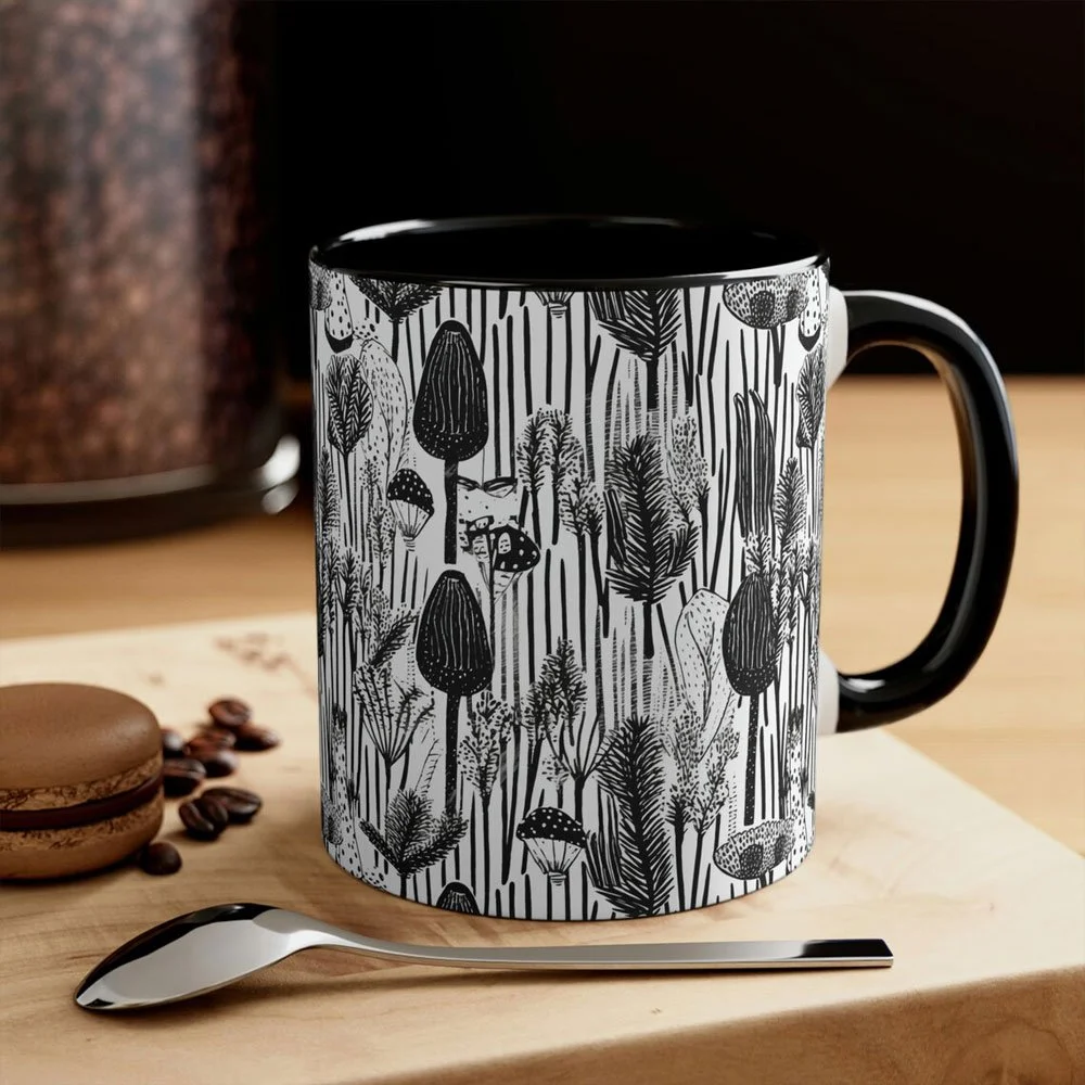 Mushroom Mug - Cottagecore Coffee, Mushroom Cups, Forest Aesthetic, Camping Style, Botanical Drinking, Off-Grid Designs, Autumn Occasions