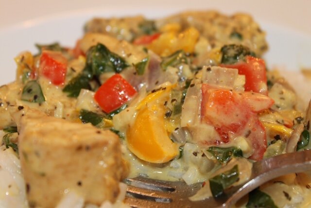 Basil Chicken with Coconut Curry Sauce