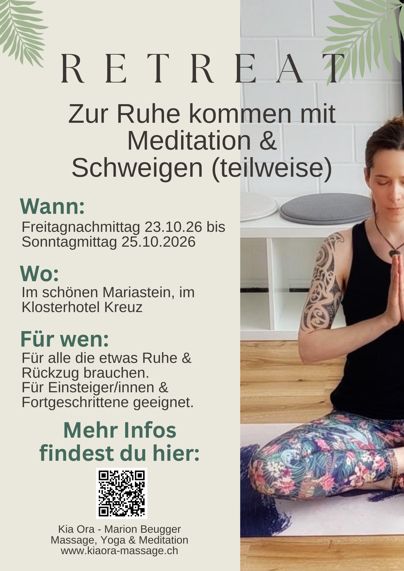 REATREAT Zur Ruhe kommen mit Meditation &amp; Schweigen (teilweise)