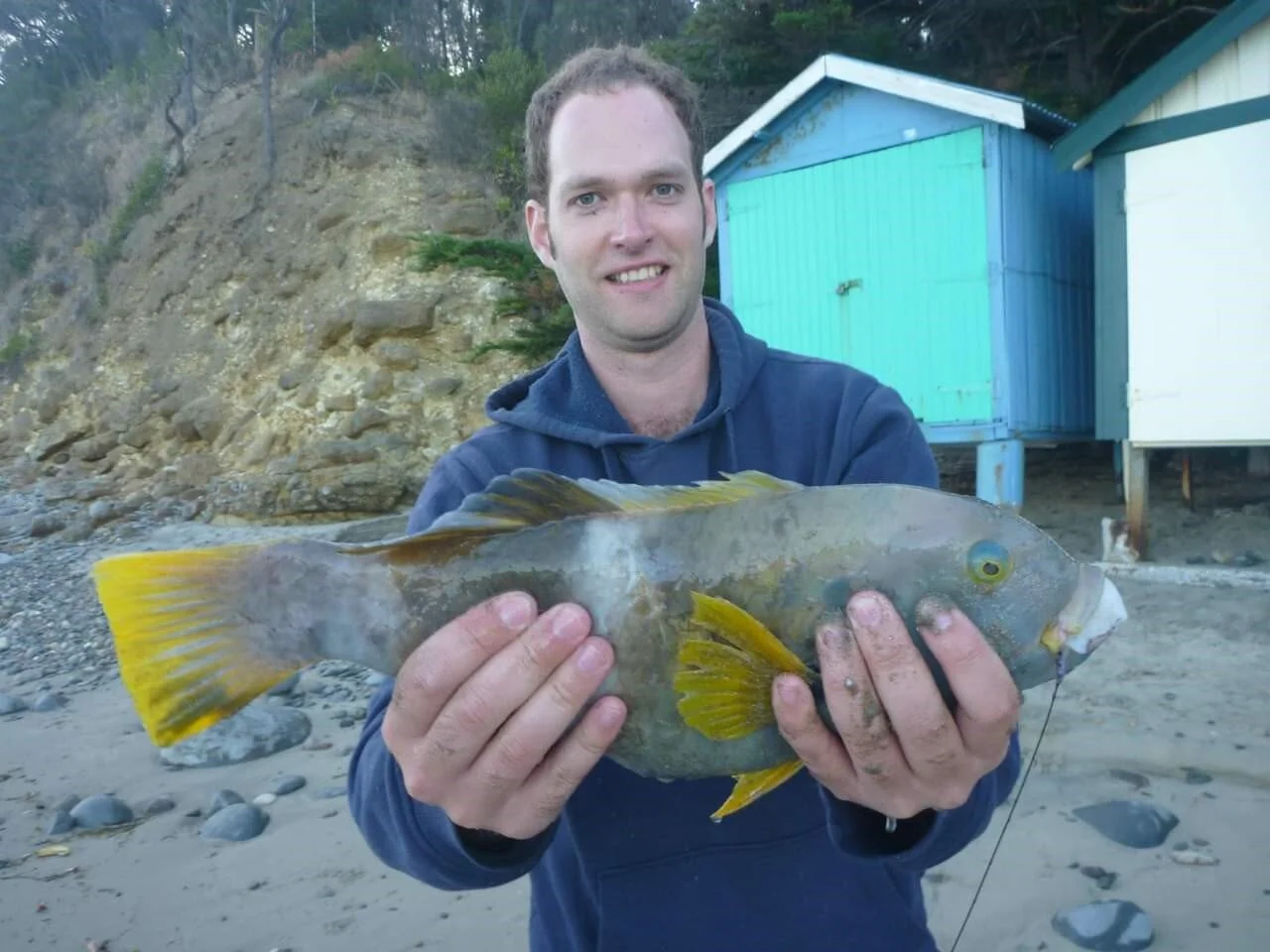Matt with a fine specimen of one of Tasmania’s most underrated sports fish the Blue throat Wrasse.