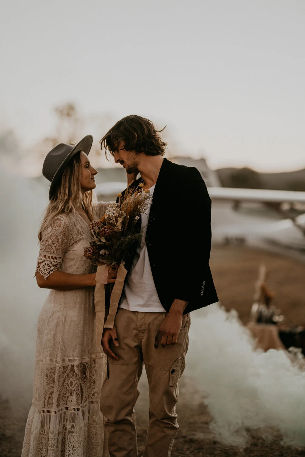 smoke bomb wedding photo