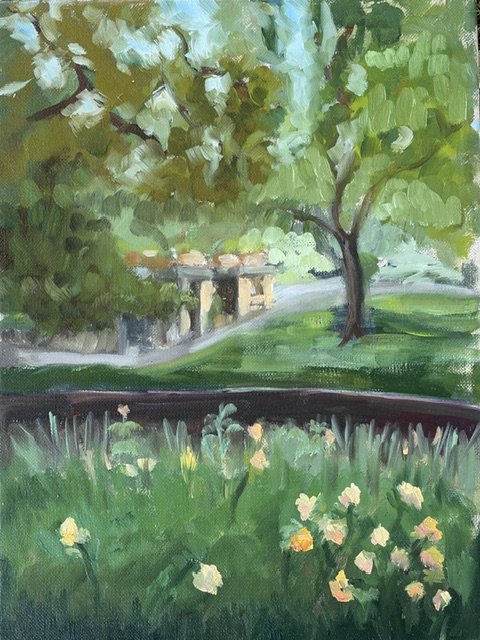 Rembrandt Gardens, London, oil on canvas, 30 x 40cm