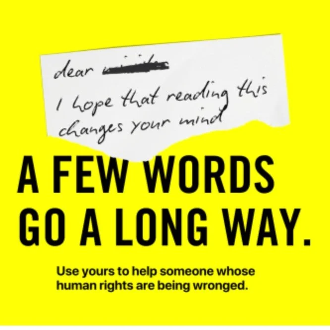 After our church gathering on Sunday, we are heading to the Gowlett pub (as per usual!) but this week instead of just catching up, we're getting writing for Amnesty International's Write for Rights annual campaign. All materials provided. More info h