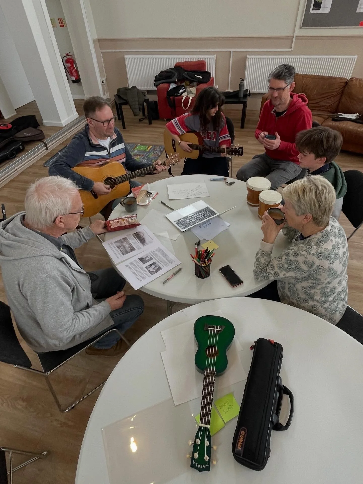 Song writing workshop in progress! (Don&rsquo;t worry, we are not the headliners later this evening.)