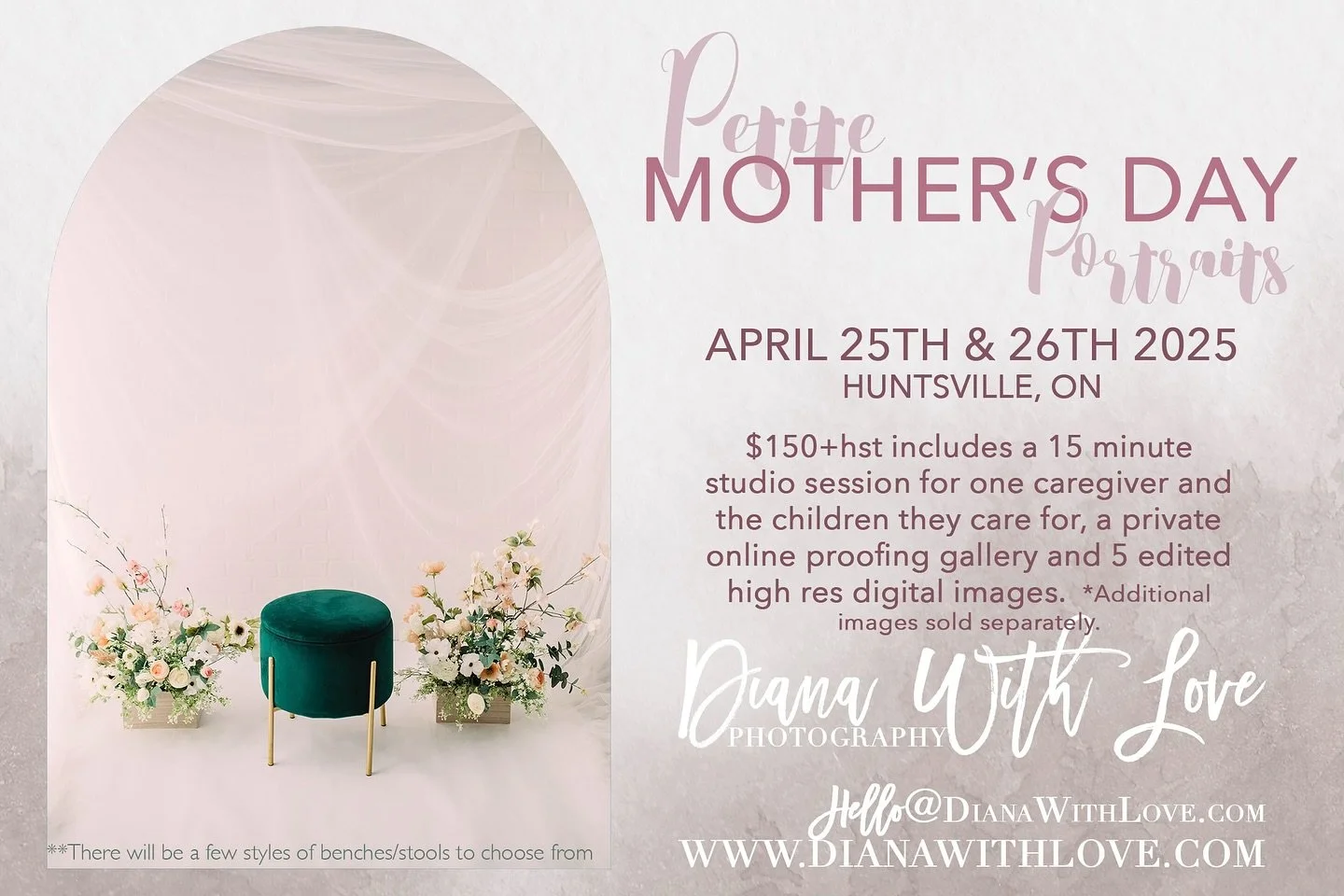 Now Booking Petite Mother&rsquo;s Day Portraits. Link in bio for full details and the online booking link ❤️