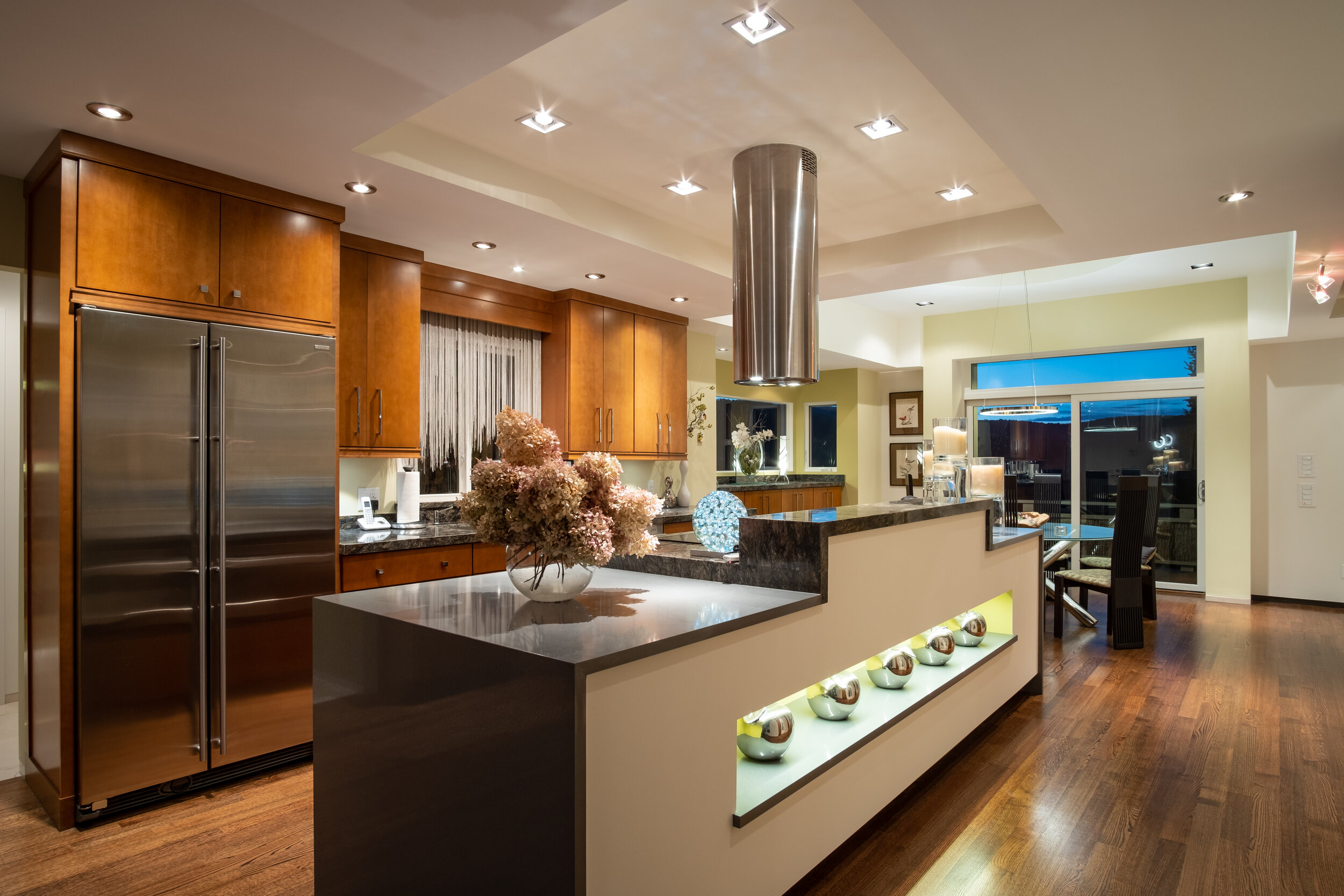  Interior kitchen at twilight 
