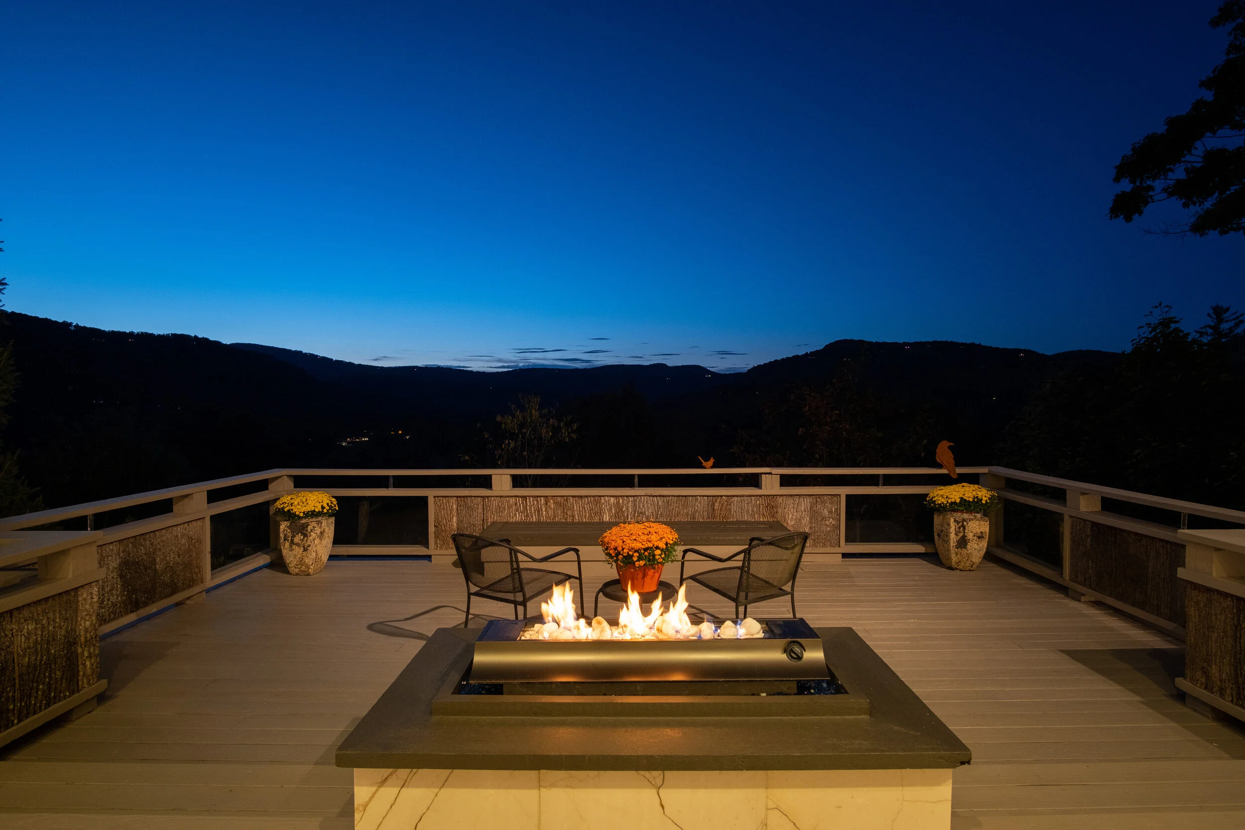  Blue hour fireside country club view in Sapphire, NC 