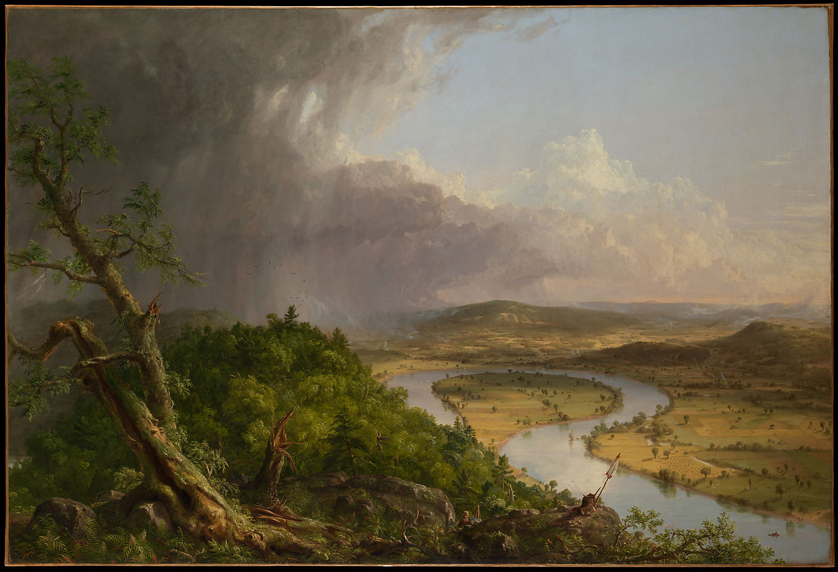   Thomas Cole, “View from Mount Holyoke, Northampton, Massachusetts, after a Thunderstorm—The Oxbow,” 1836, The Metropolitan Museum of Art, Gift of Mrs. Russell Sage, 1908.  