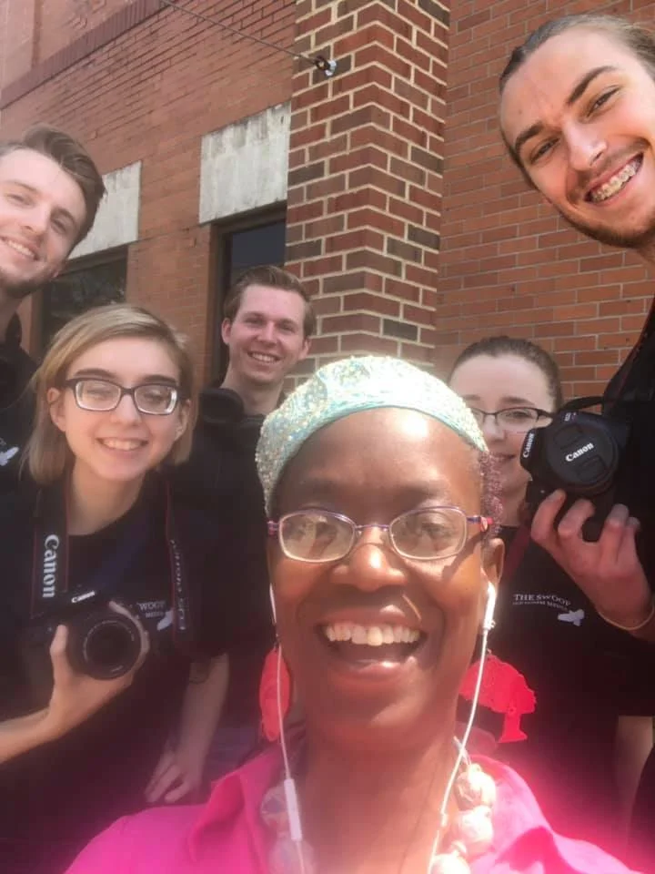 HHN 2019 volunteer guide Lilian Clemons with the IUP film crew