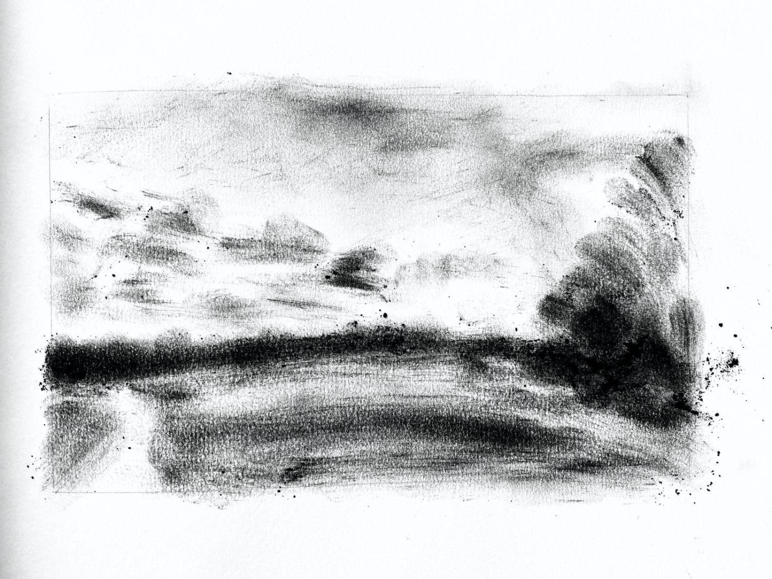 landscape charcoal finger drawing julia hyde 5
