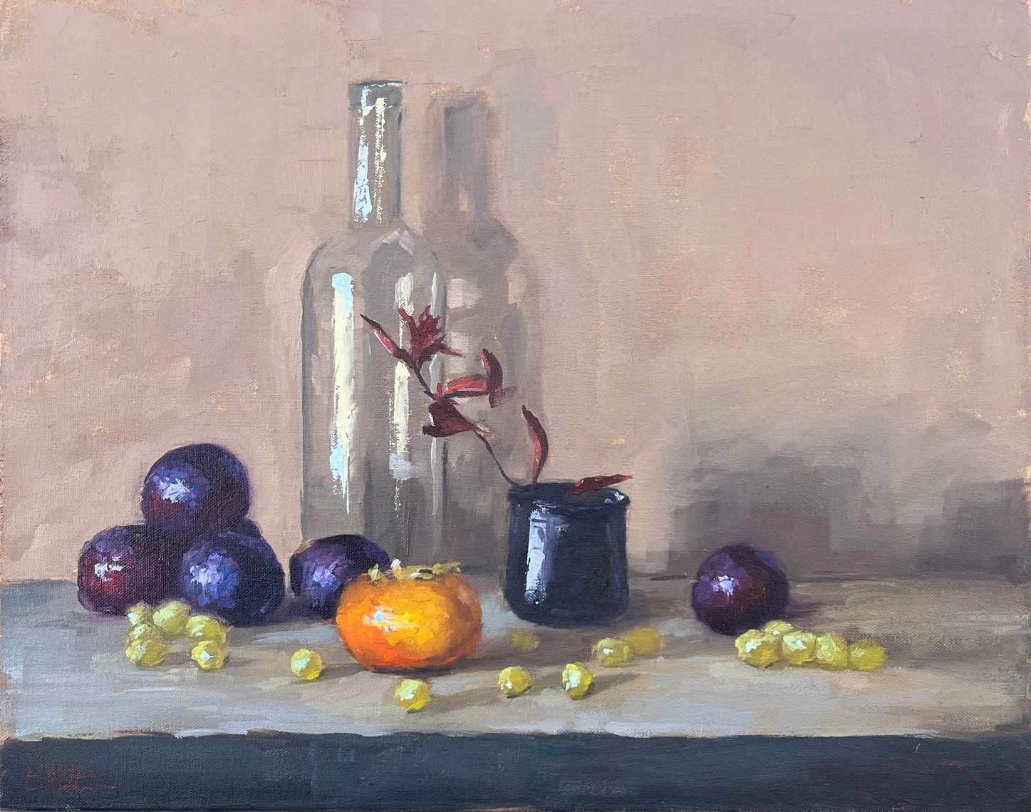 Plums and a Persimmon - SOLD