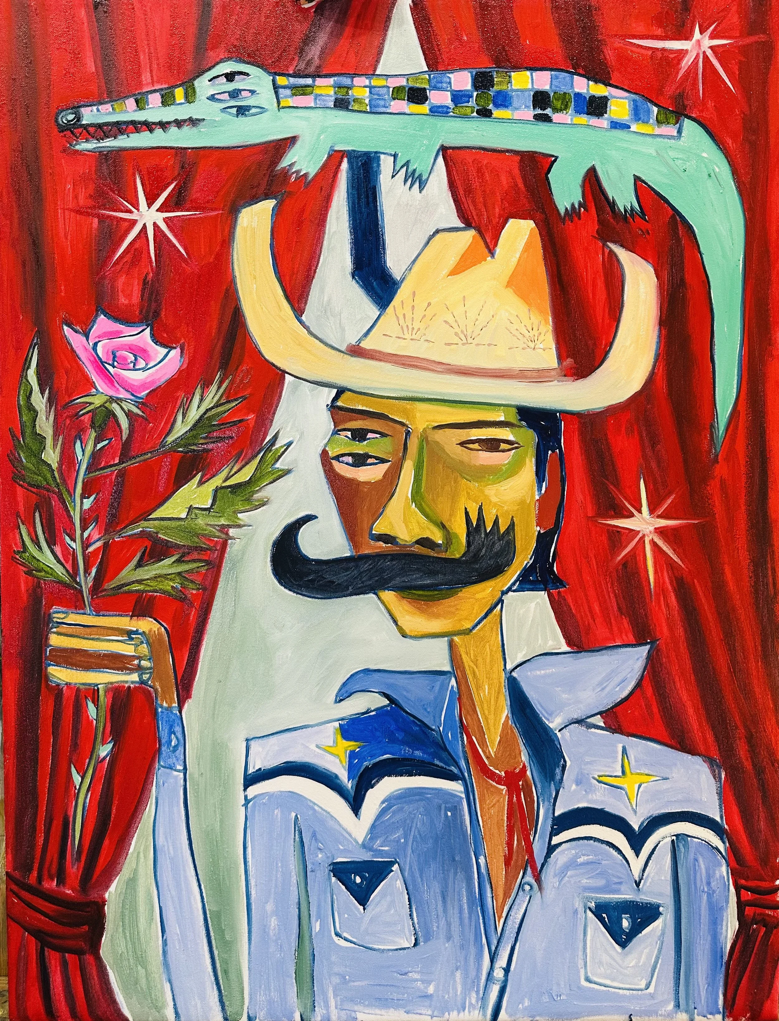 Auto Retrato con Pink Rose - $10,000