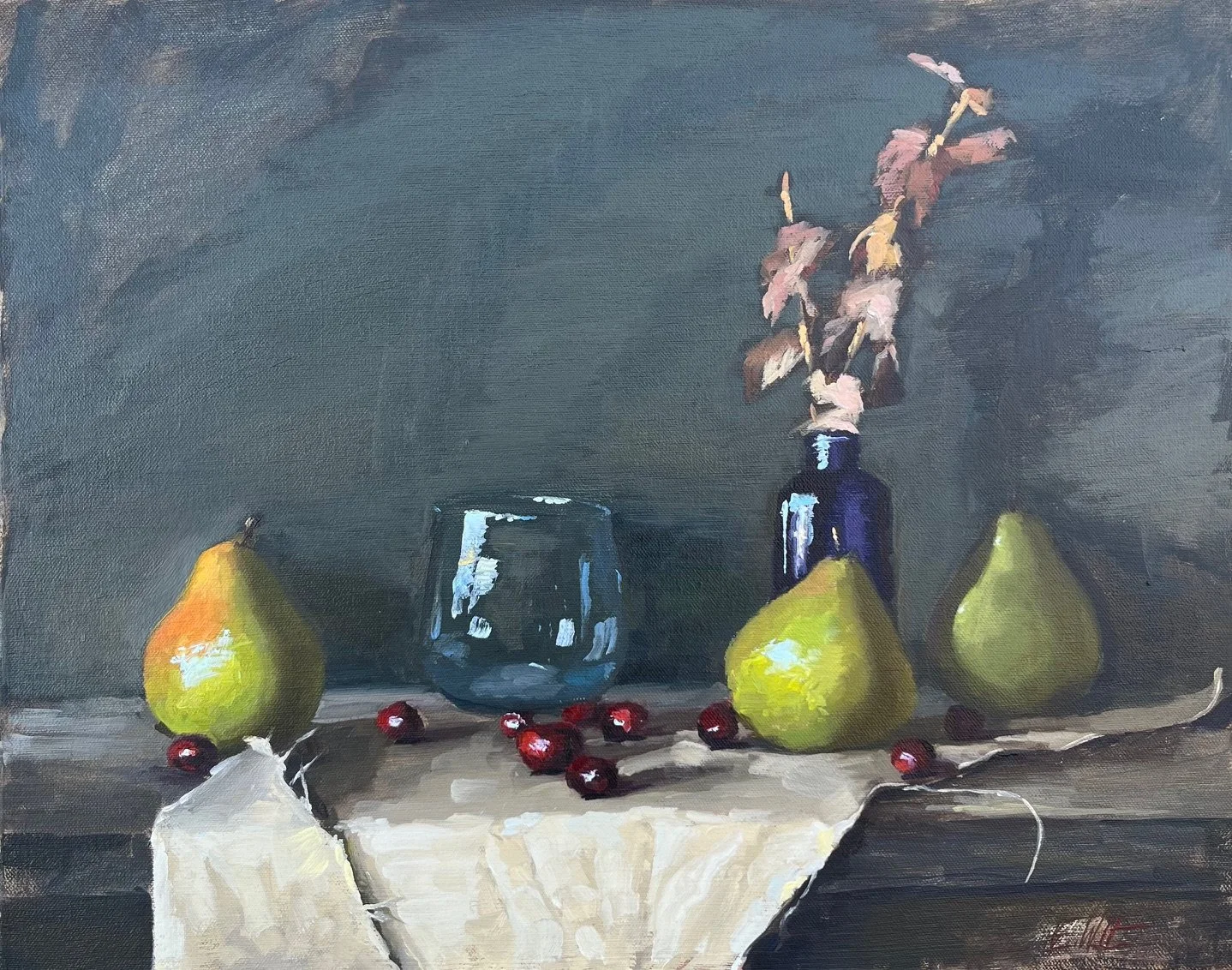 Tenebristic Pears 16x20 inches oil on canvas.jpeg