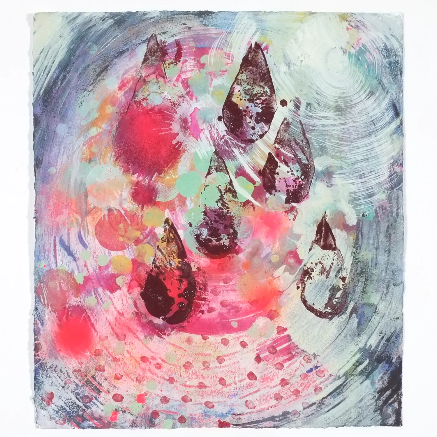 Kerala 15 x 13” acrylic on embossed cotton rag paper