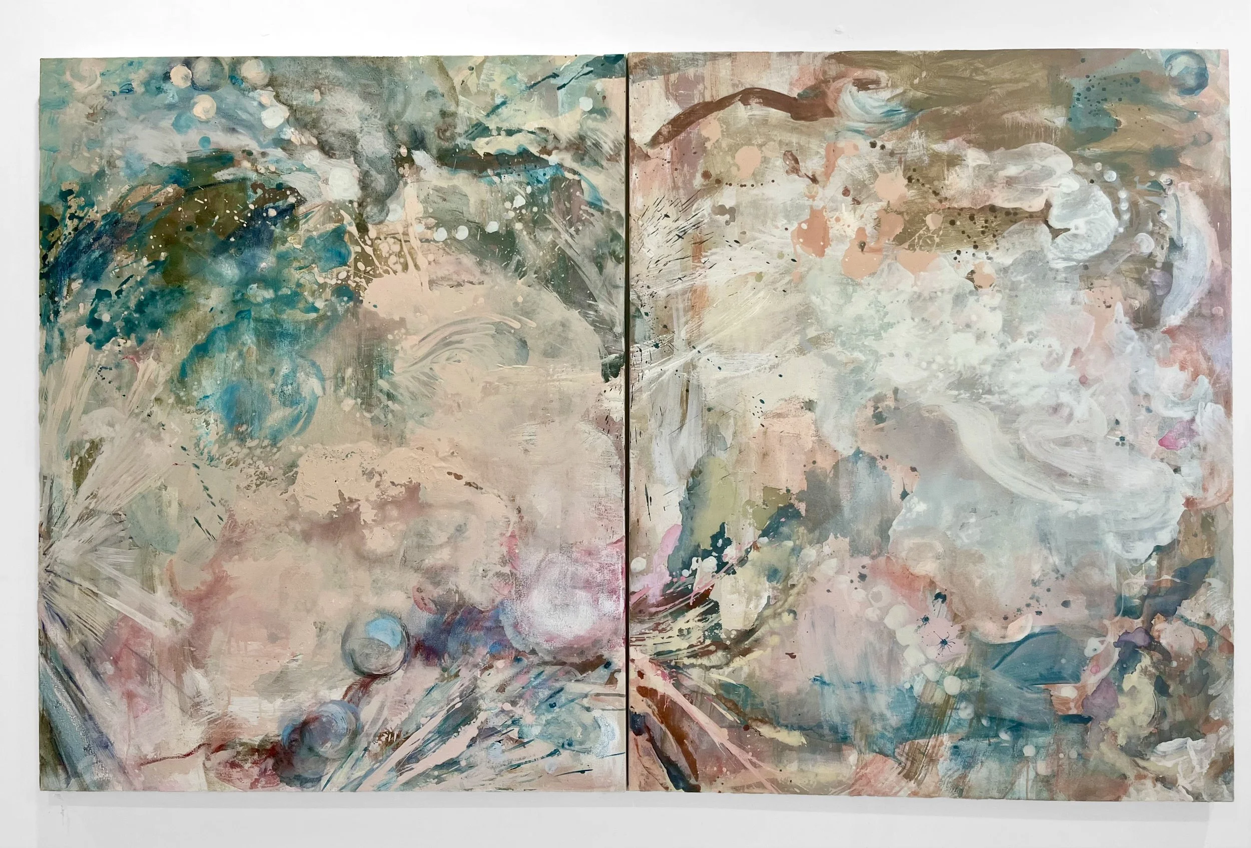    Palingenesia: Cool + Slick   (diptych)                                                                50 × 80”                                                                                                                  acrylic, oil on canvas 