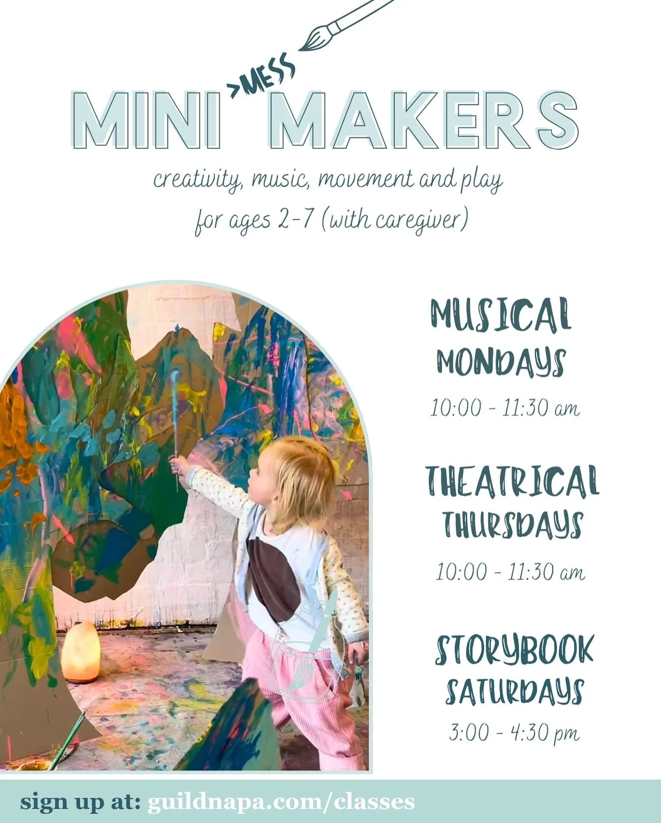 ✨We are excited to announce NEW programs at GUILD created especially for preschool families &mdash;Now Enrolling! ✨

🌈💫For Preschoolers Ages 2&ndash;5, with caretaker: 🫟 Mini (mess) Makers 🫟 

&ndash; A brand-new series designed for little makers