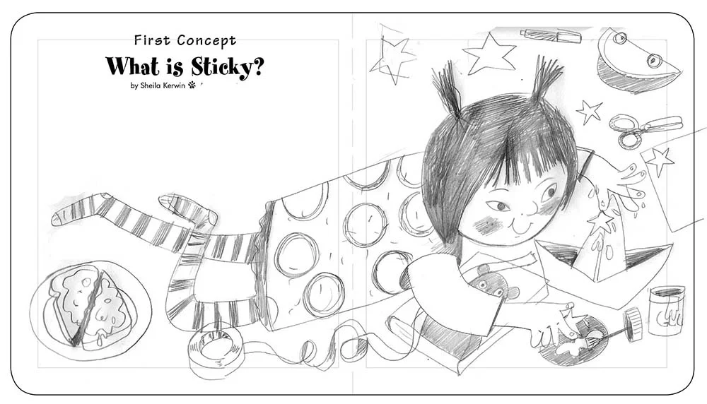 original sketch by Brianfitzer for what is Sticky illustration
