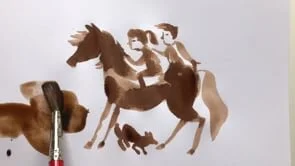 sketching with ink and a brush