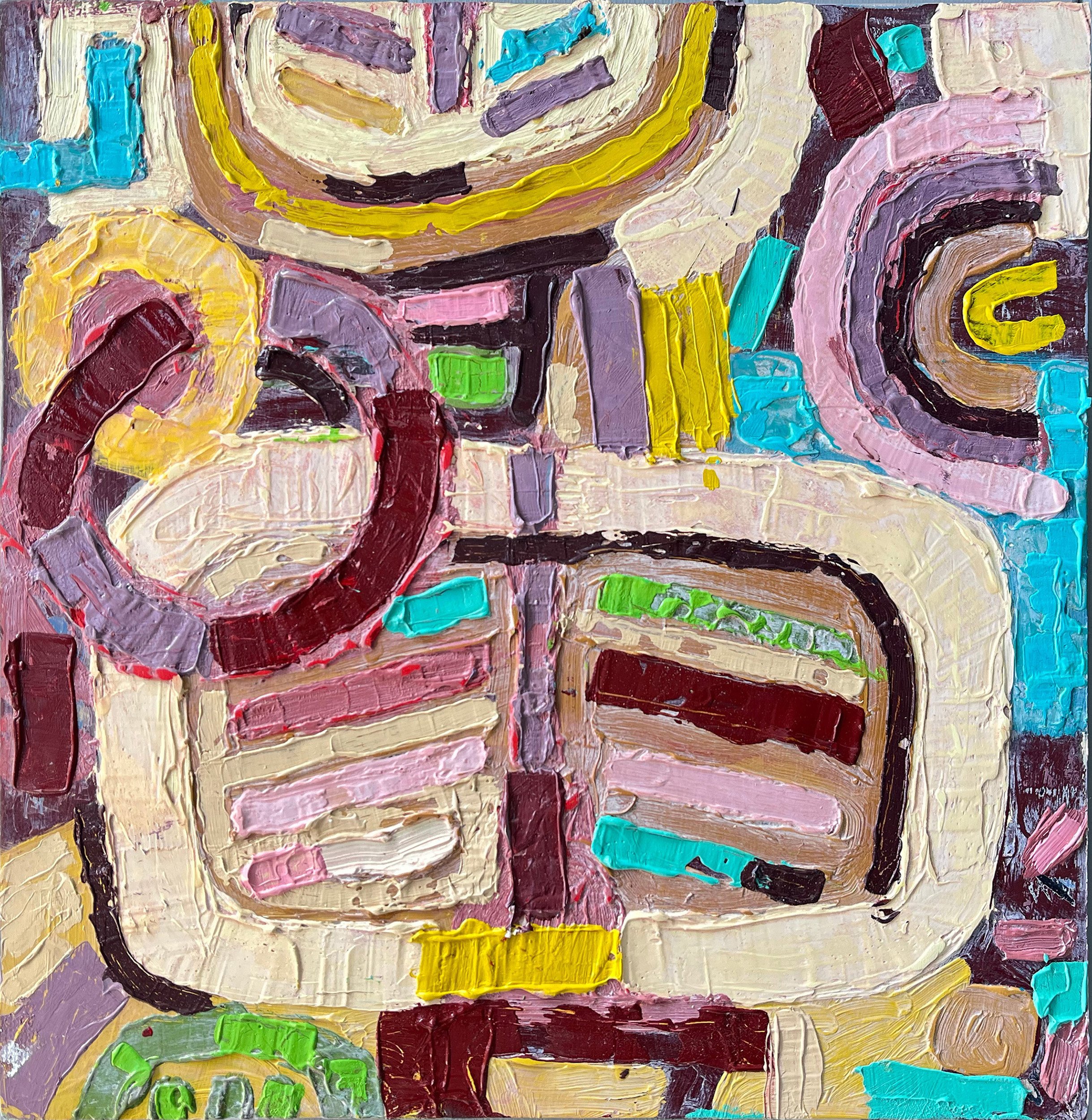 oil on board w 30cm x 30cm x 3cm