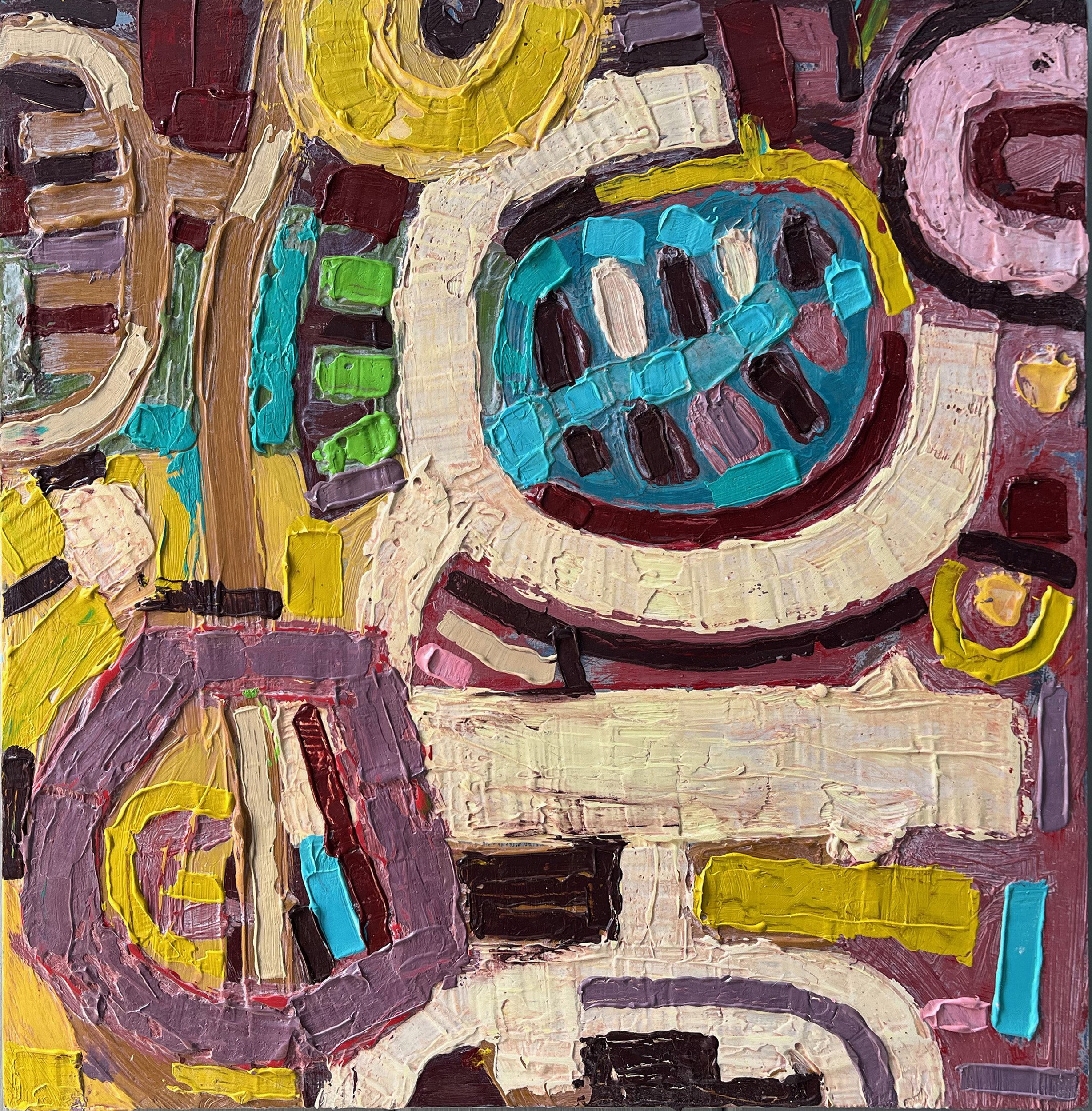 oil on board w 30cm x 30cm x 3cm