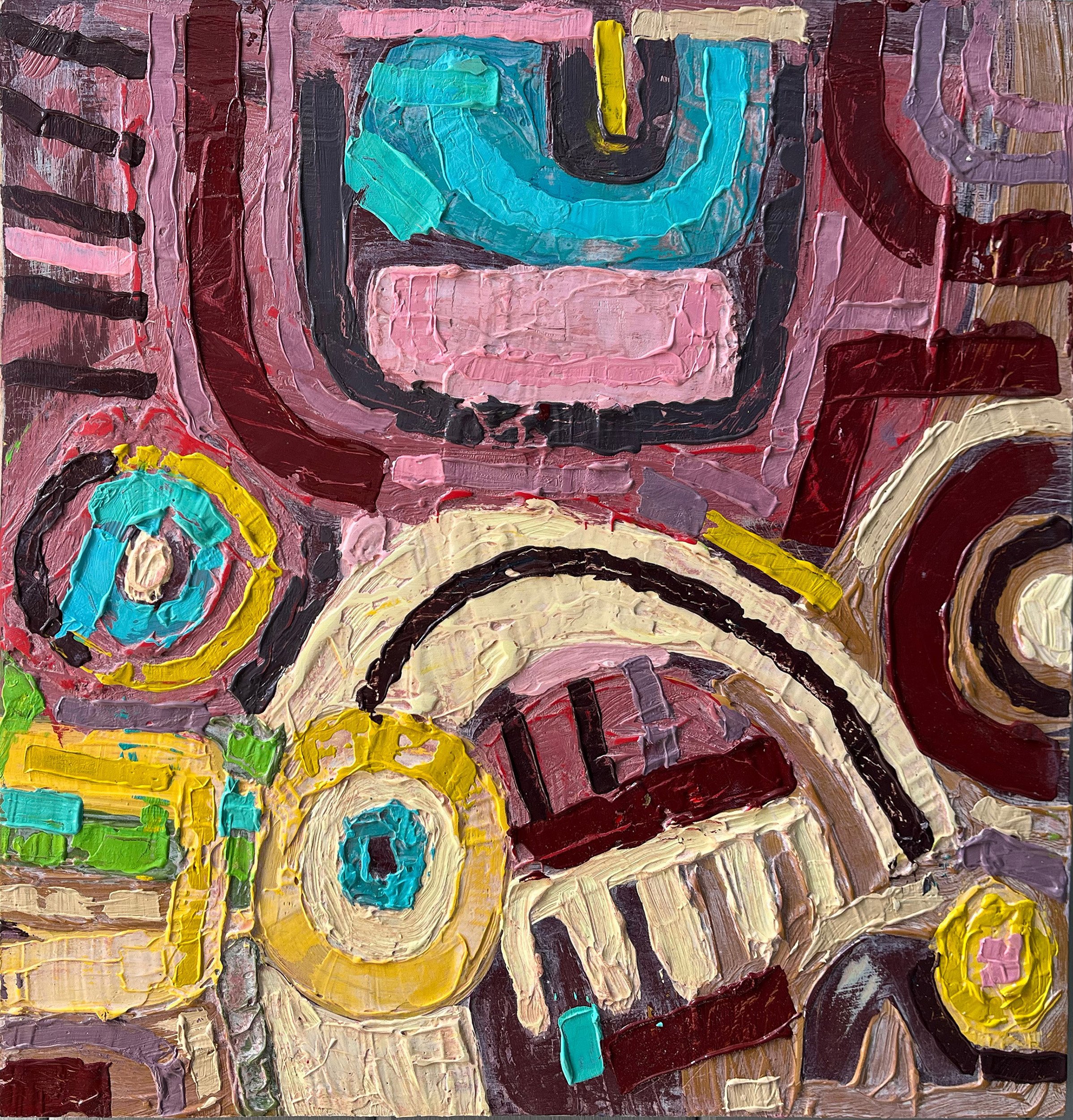 oil on board w 30cm x 30cm x 3cm