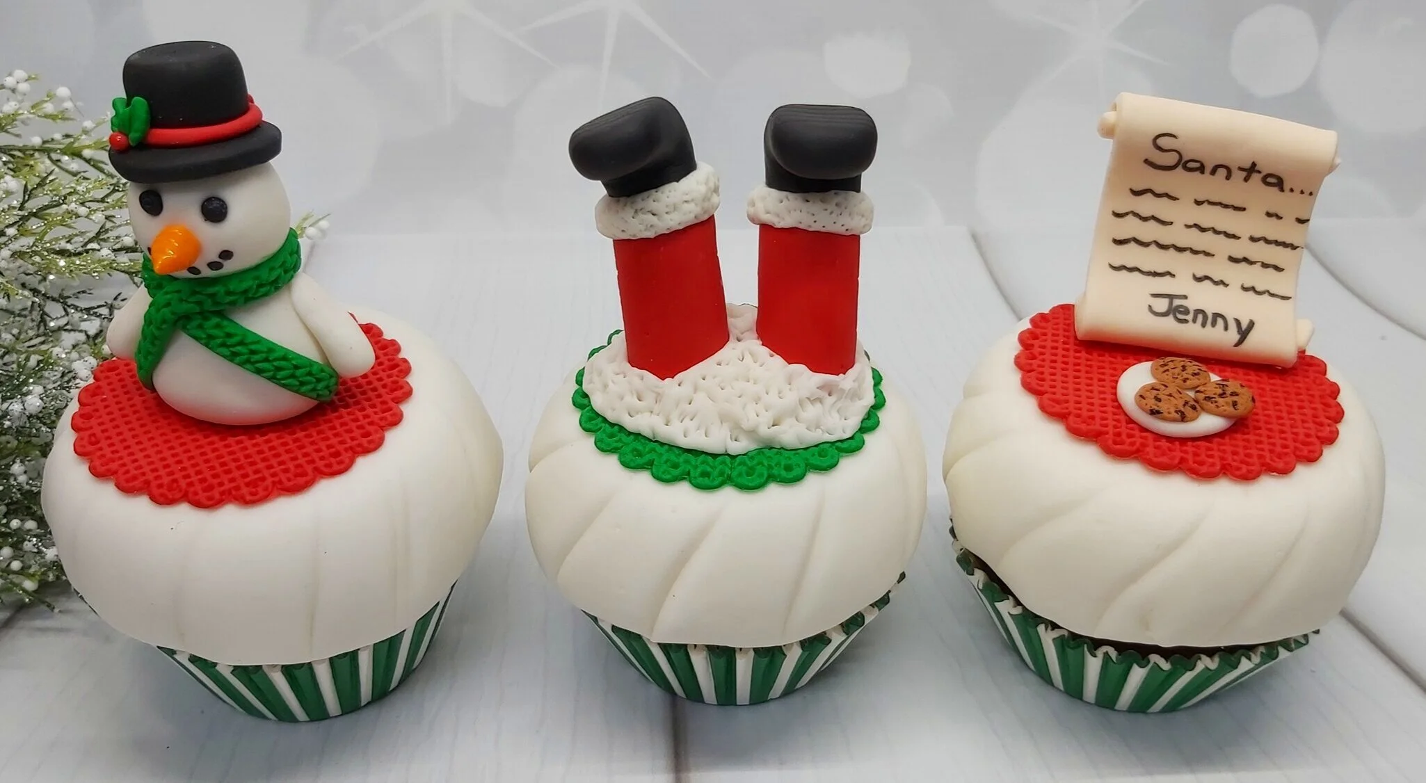 Christmas snowman Santa Dear Santa cupcake toppers