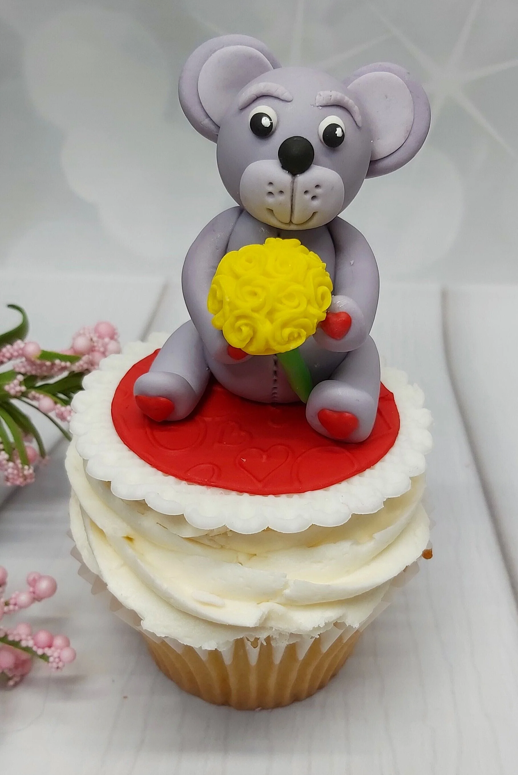 Love Valentines Day teddy bear cupcake topper