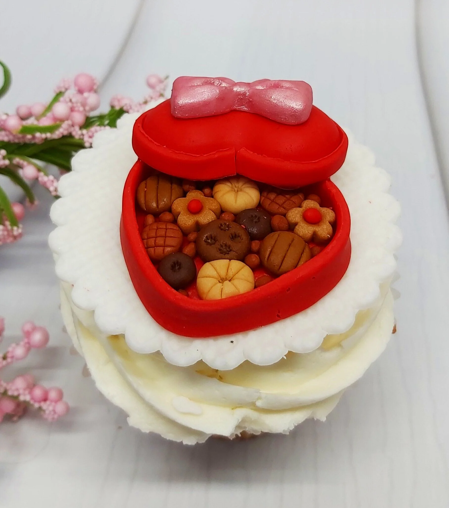 Valentines Day chocolate heart cupcake toppers