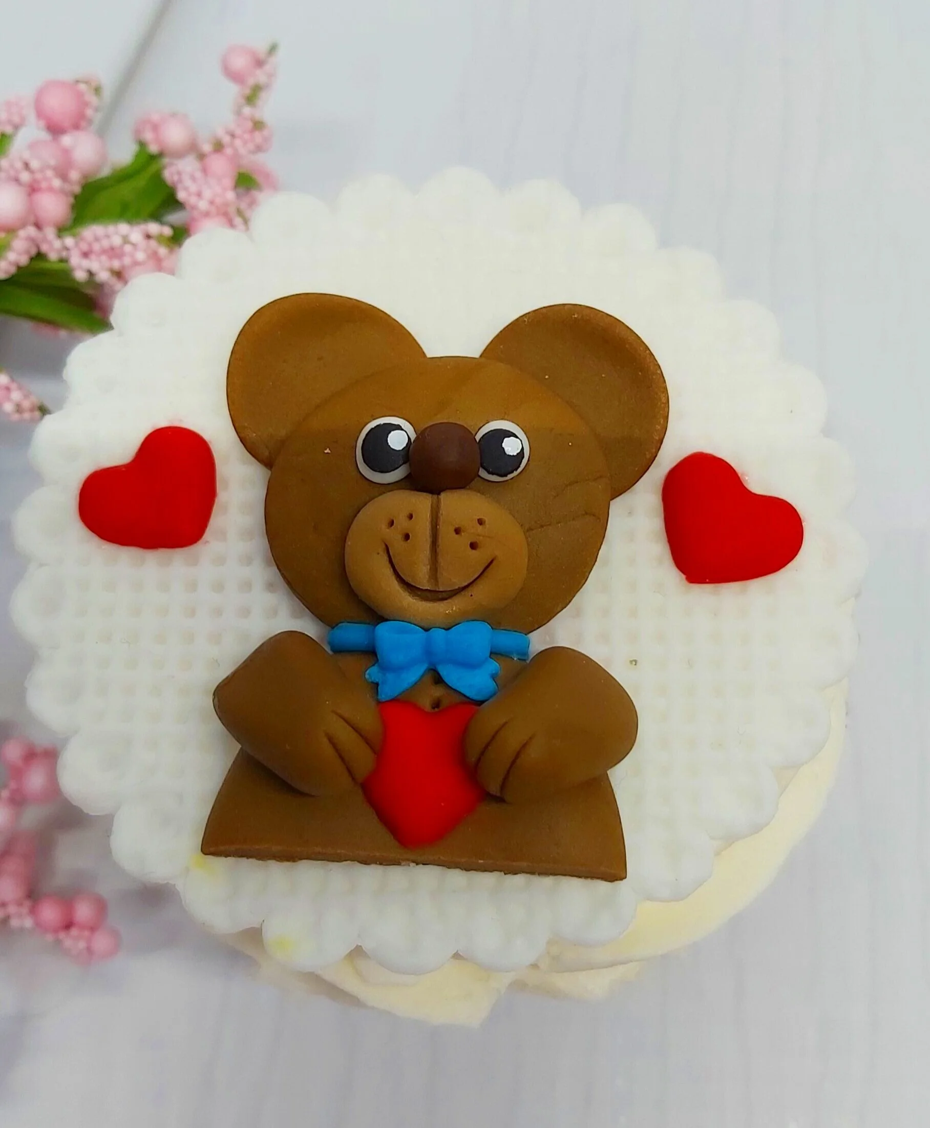 Valentines day teddy bear cupcake topper