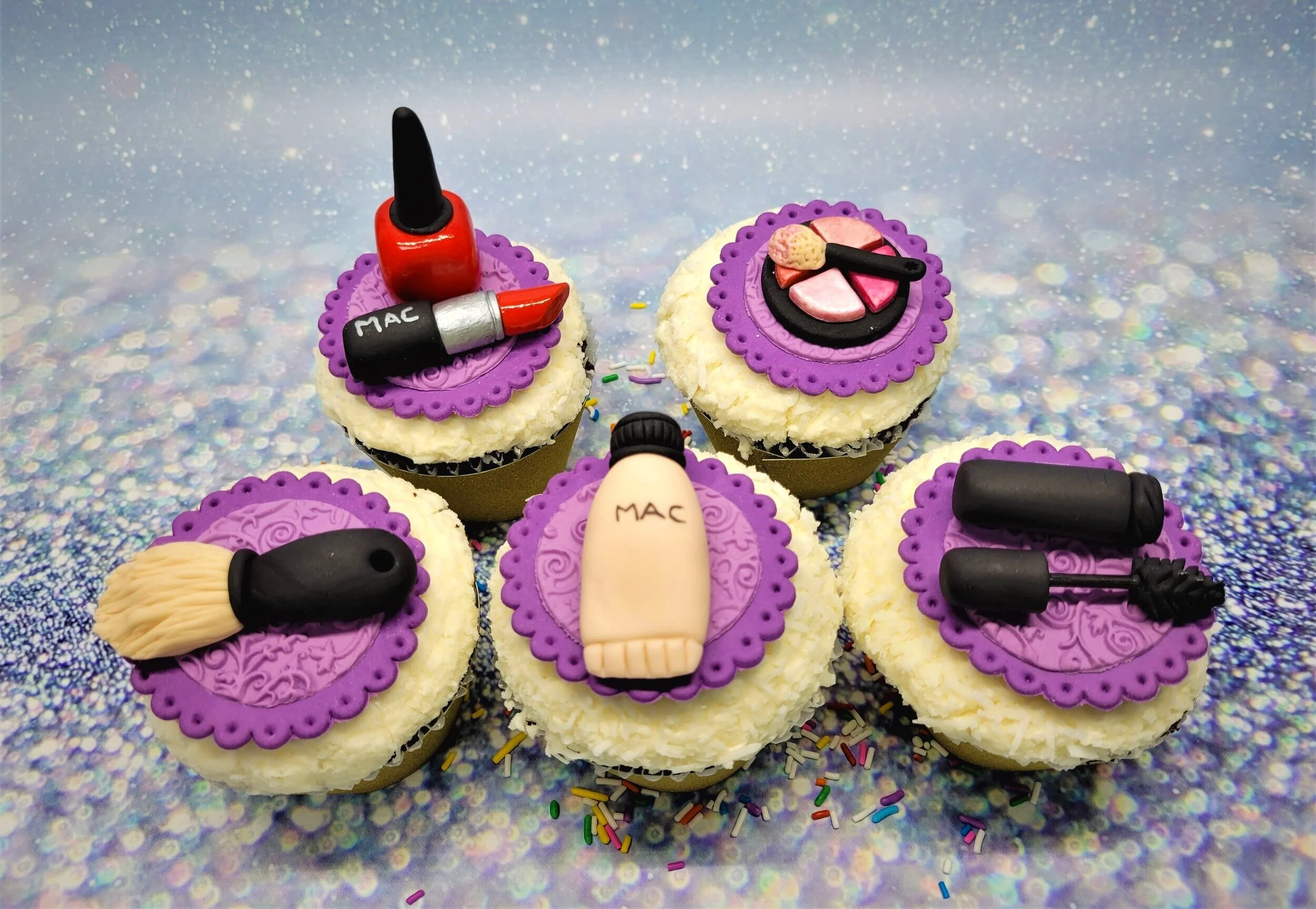 Make up nail polish mascara cupcake toppers